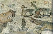 unknow artist Nilotic mosaic with hippopotamus,crocodile and ducks china oil painting artist